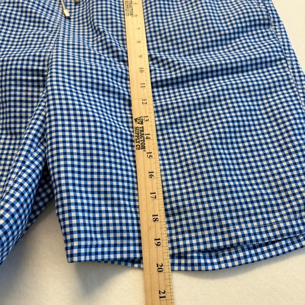 Peter Millar Swim Trunks Mens‎ XL Blue Gingham Excellent Mesh Lined Drawstring